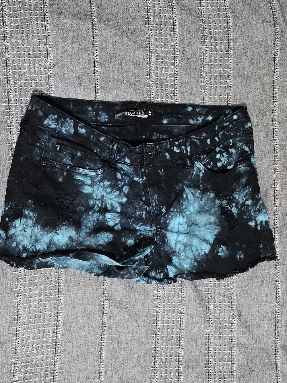 Lovesick Black & Teal Tie-Dye Shorts
